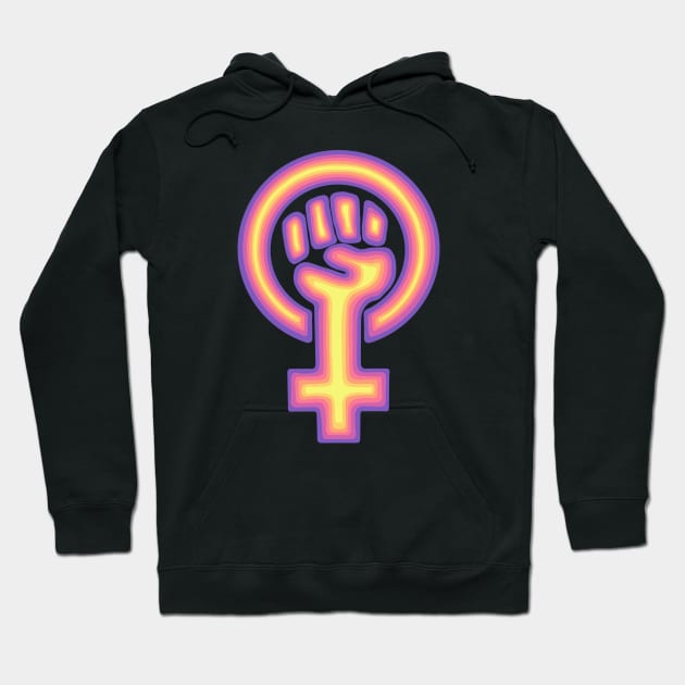 Pink and Yellow Feminist Symbol Hoodie by Left Of Center